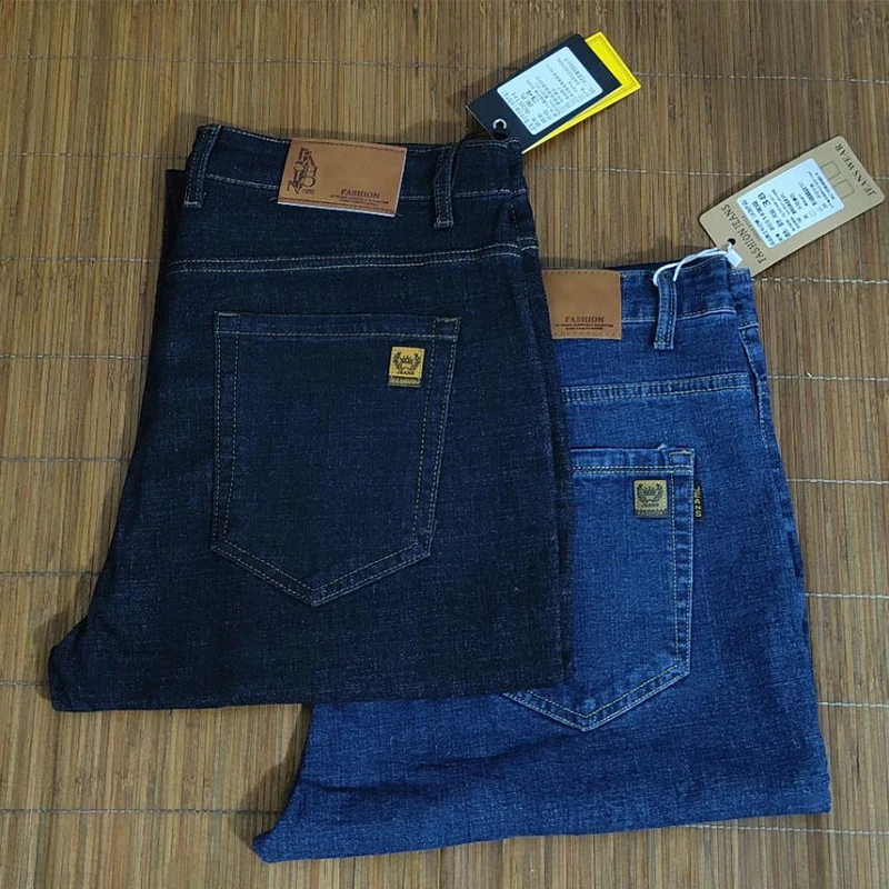 سراويل جينز مطاطية بقصة ضيقة للرجال ، جينز أزرق ، أسود ، طراز كلاسيكي ، أزياء العمل ، سراويل غير رسمية ، علامة تجارية للذكور ، أزياء #2