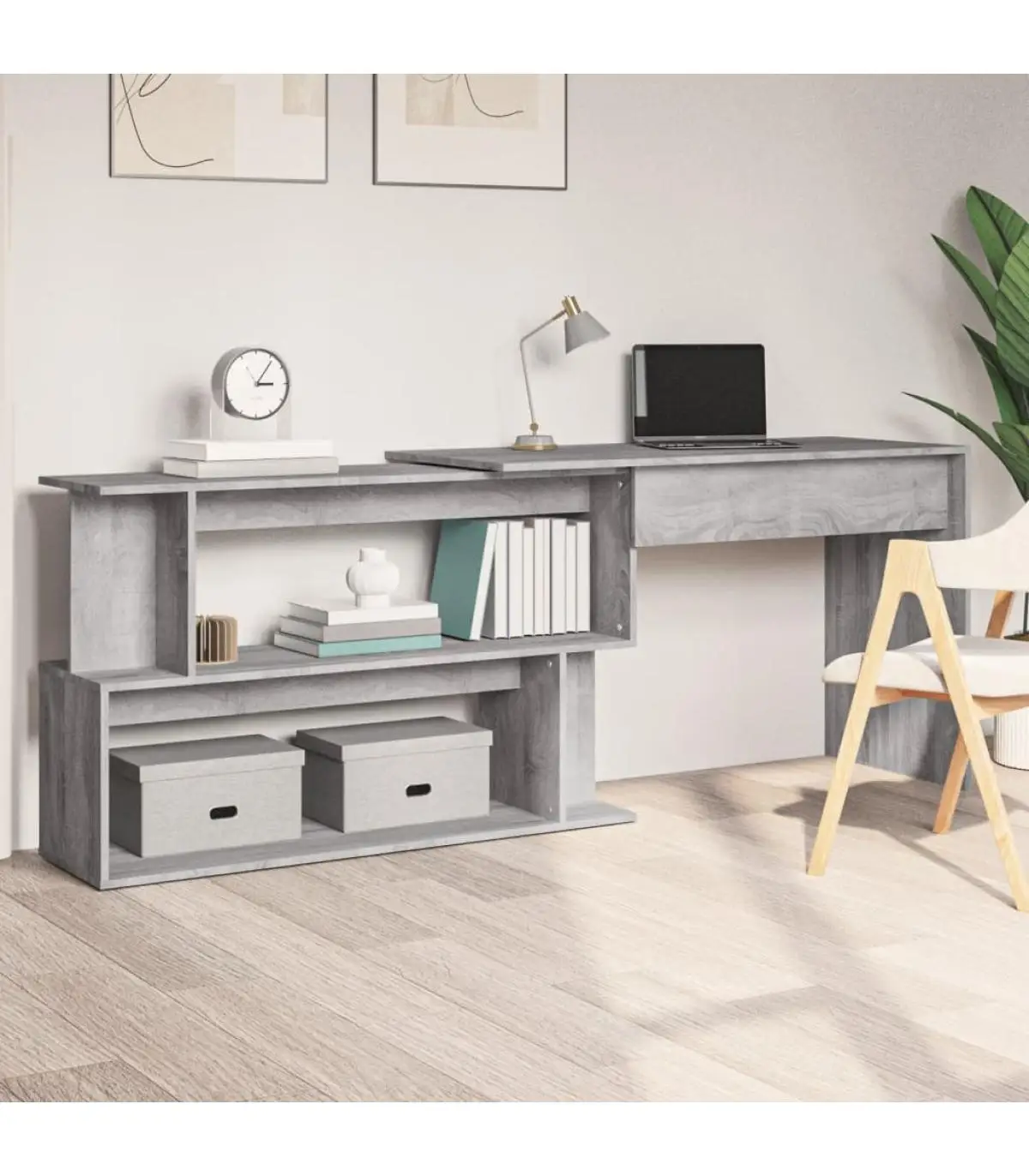 Desks desk corner plywood gray Sonoma 200x50x76cm