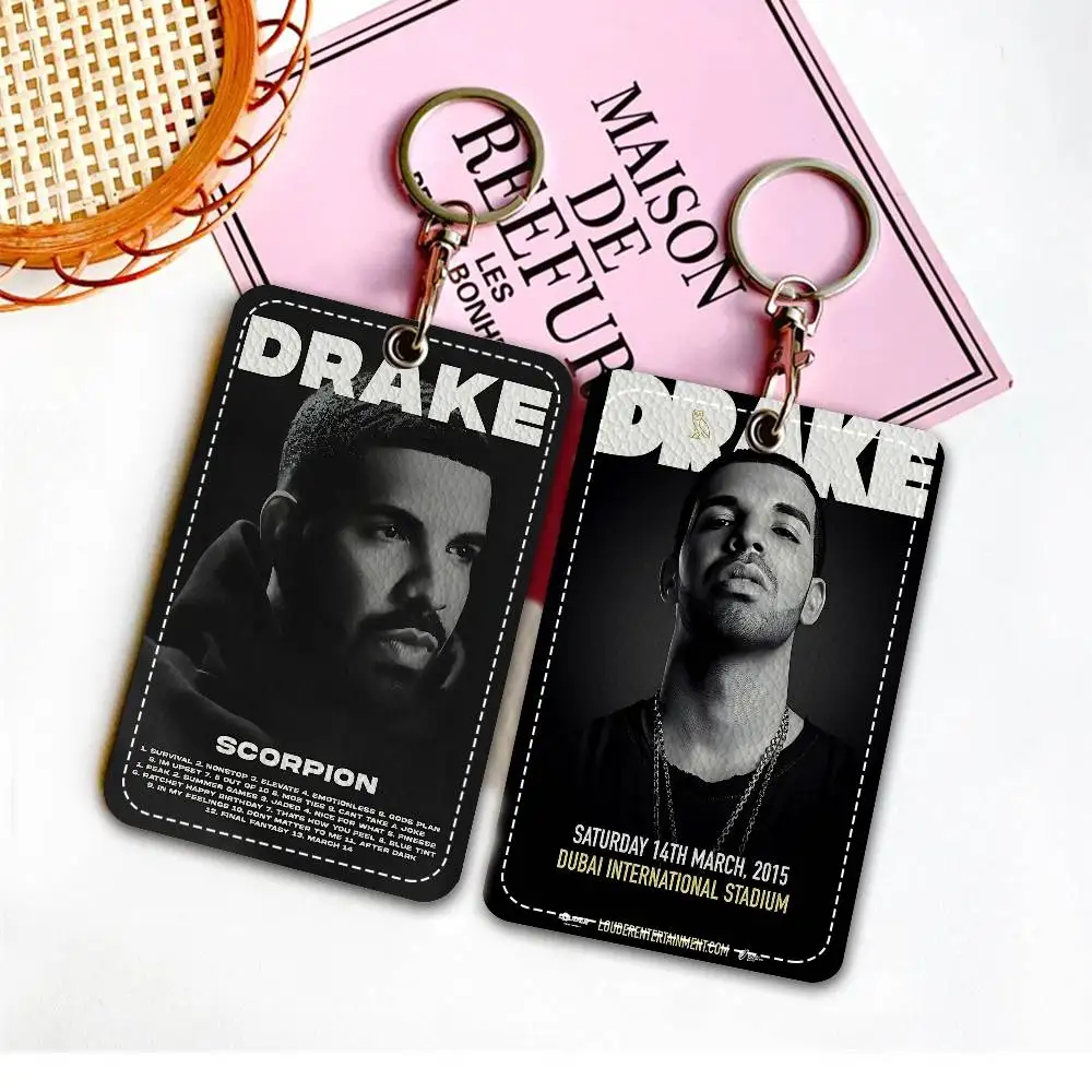 Music Album D-Drake popular singer PU Soft Leather Rectangular Key Card Holder Induction Elevator Protection Cover Youth Faion