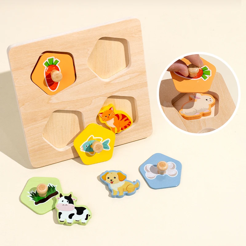 1pcs Children's Hand Scratch Board 3D Puzzle Food Pairing Wooden Toys for  Kids Baby Montessori Early Education Puzzle Toy
