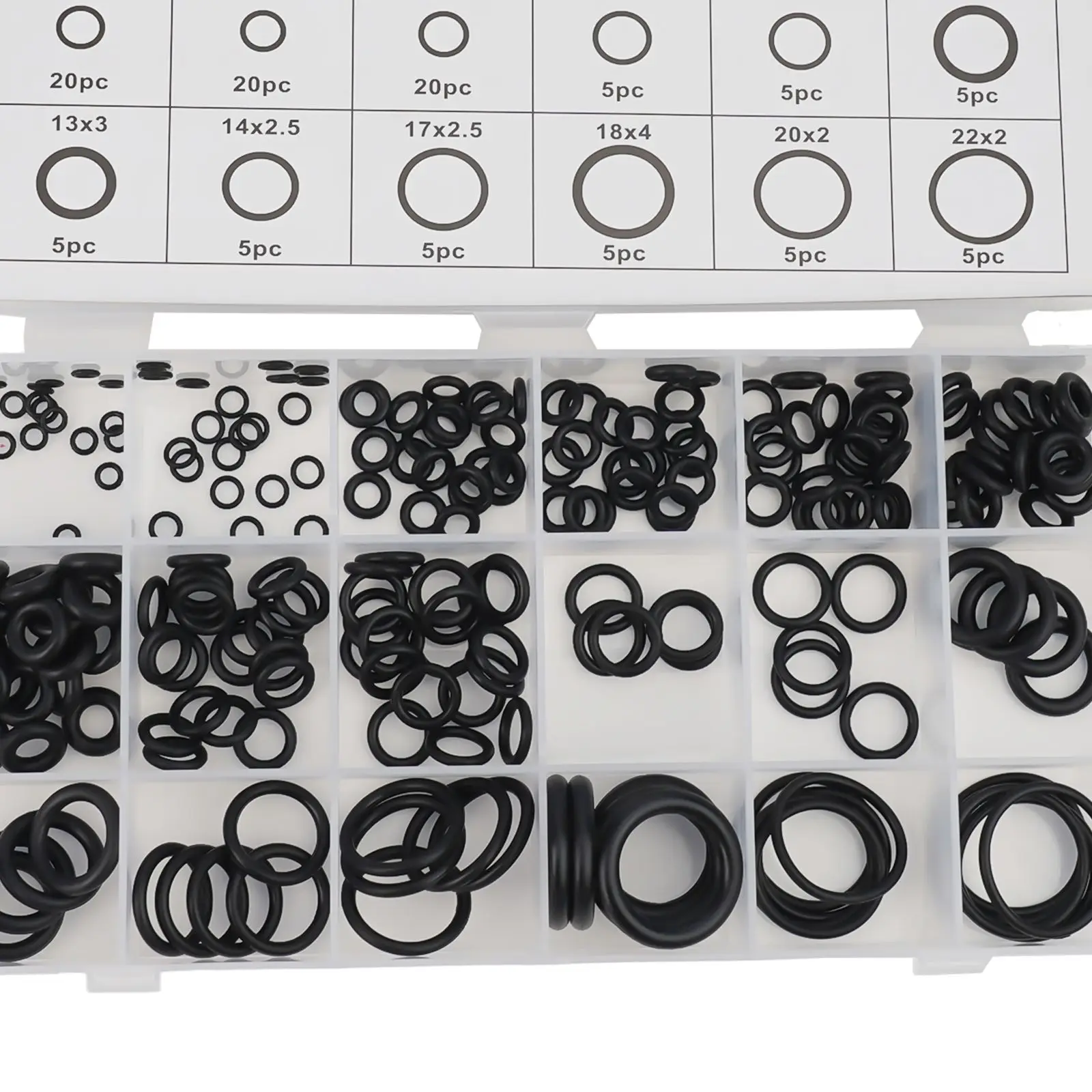 225Pcs/Box Rubber O Ring Assortment Washer Gasket Sealing O-Ring Kit 18 Sizes Machine Repair Parts Sealing Rubber Ring