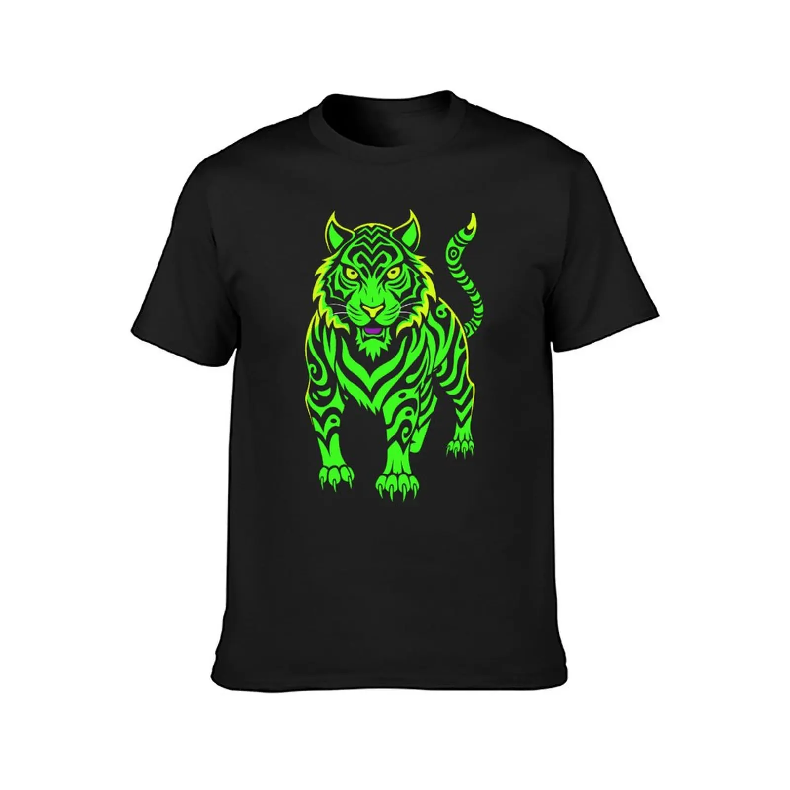 Neon green bengal tiger T-Shirt anime clothes animal prinfor boys customizeds mens t shirts