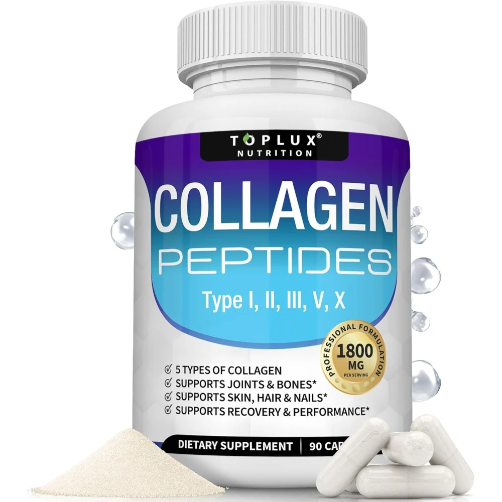 Píldoras de Colágeno Multi-Péptidos 1800 Mg Complejo - Tipo I, II, III, V, X Complejo de Colágeno Premium para una Piel y Cabello Mejores, Fuerte y Resistente