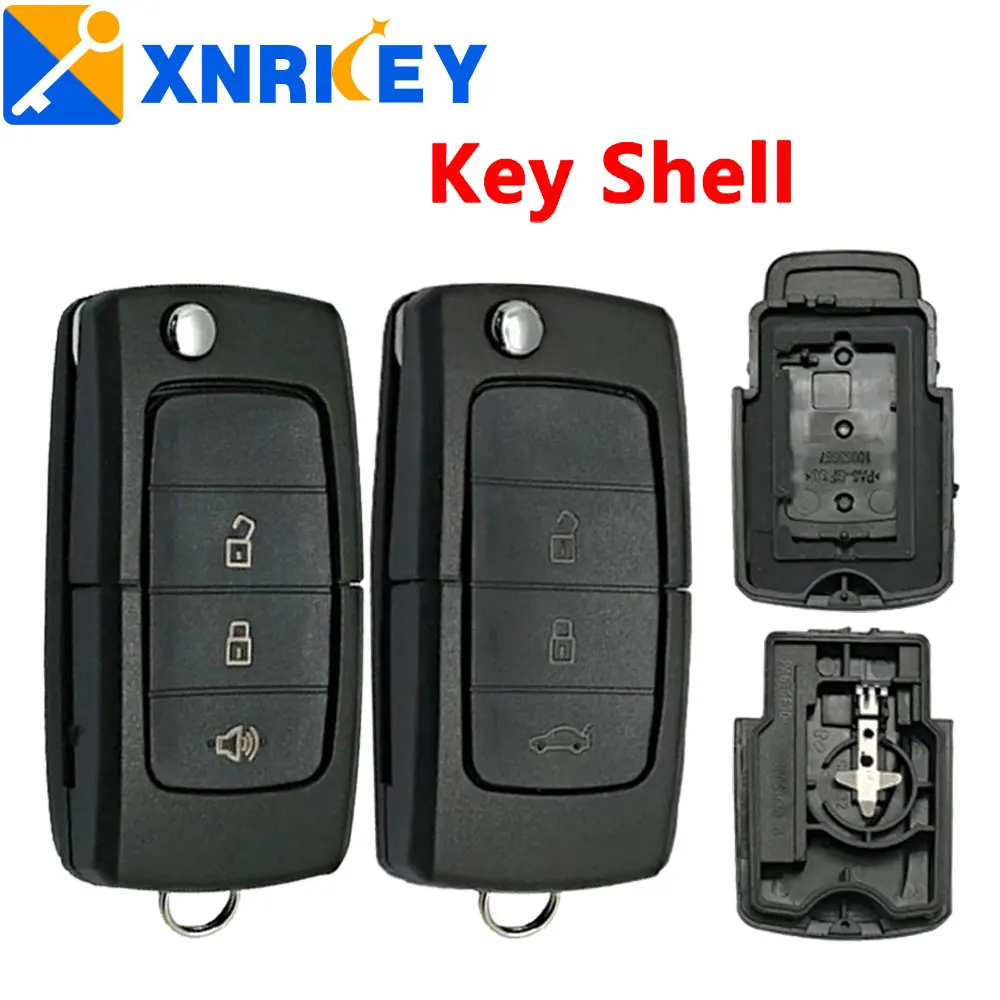 XNRKEY 3 Button Folding Flip Remote Car Key Shell Fob for Ford horn / trolley  Panic Button Remote Car Key Case Cover