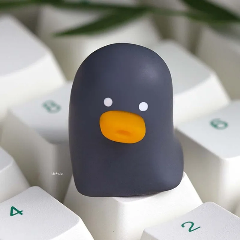 4Pcs 3D Little Duck Keycap Set Cartoon Duck Keycap for Mechanical Keyboard Kawaii Desktop Decor Stress Relief Gift for Friends