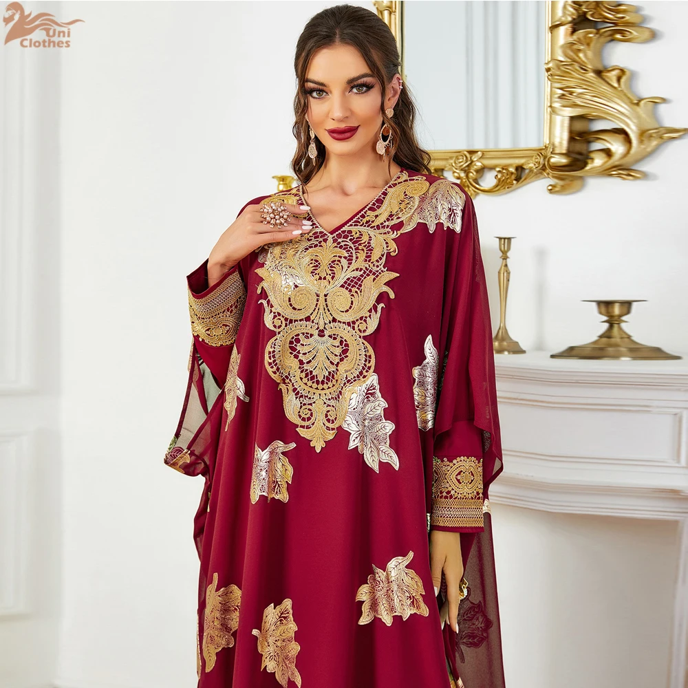 

Zahraa 2026 Dubai Luxury Set Solid Long Dress And Chiffon Abaya Fashion Floral Gold Stamping Lace Tape Moroccan Evening Clothing