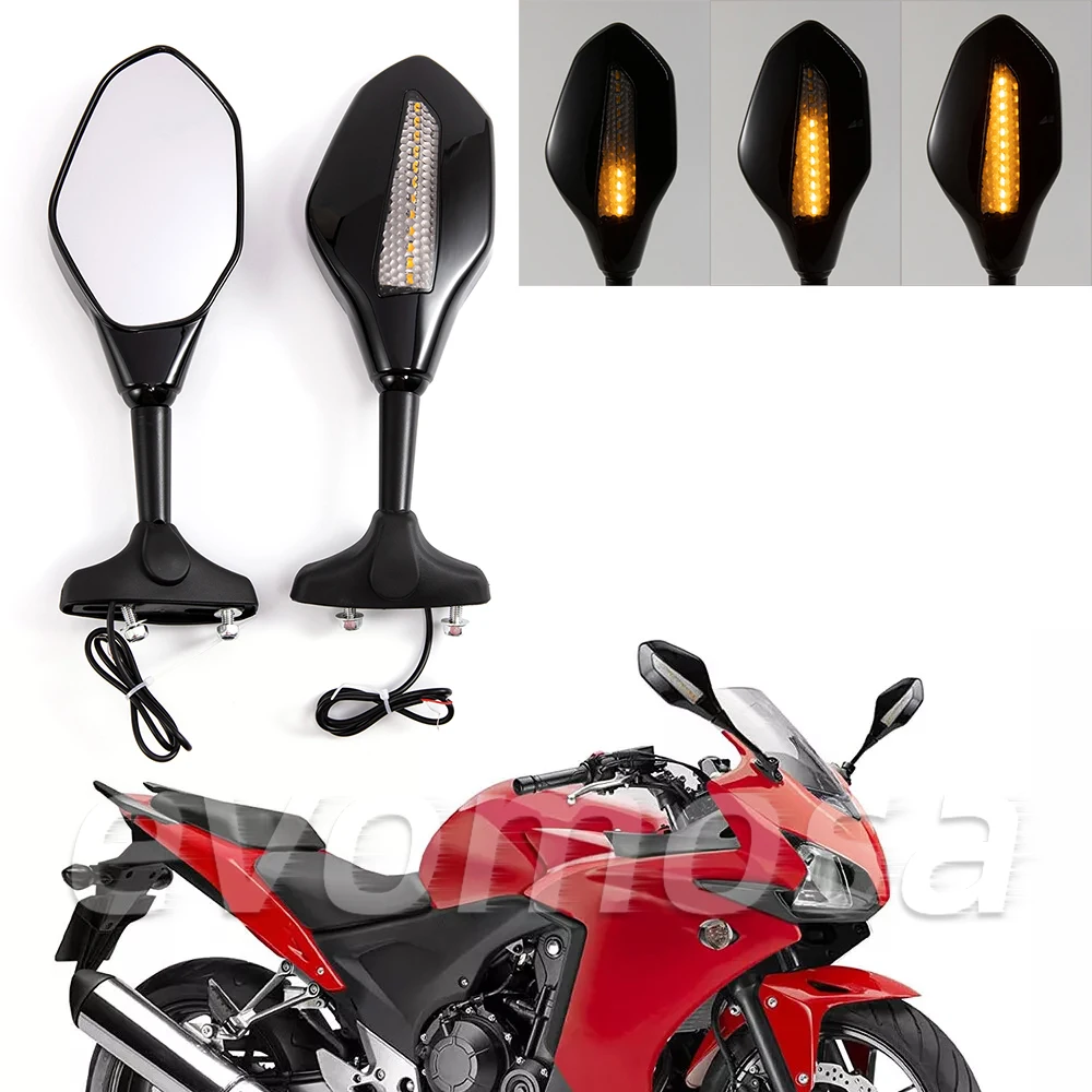 

Motorcycle Turn Signal LED Blinker Integrated Sports Racing Mirrors Rearview Side Mirror For Yamaha YZF R6 1999-2009 R6S 06-09