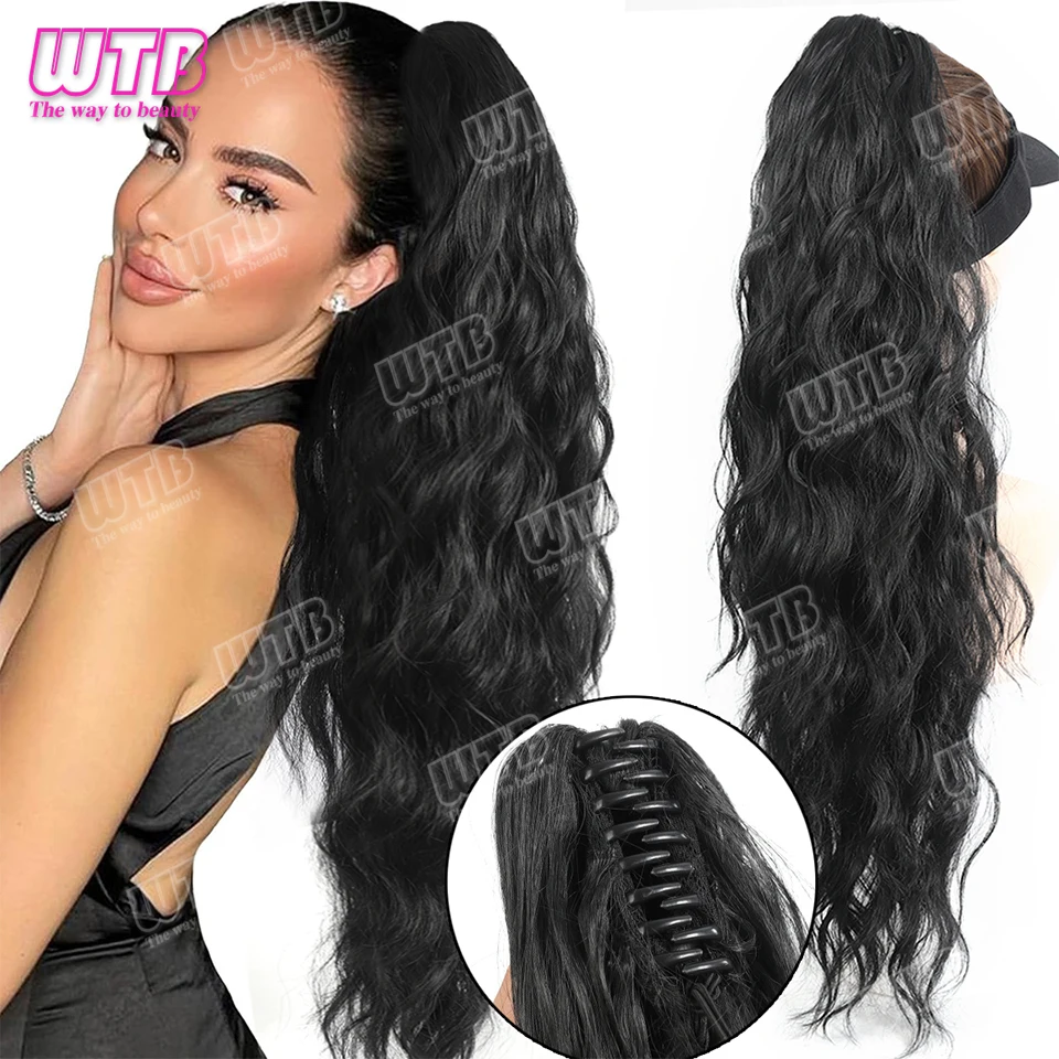 WTB Multi-Color Optional Wave Claw Ponytail Extension-Voluminous Curly Clip-In Hairpiece for Women Fluffy Pony Tail Hair Piece