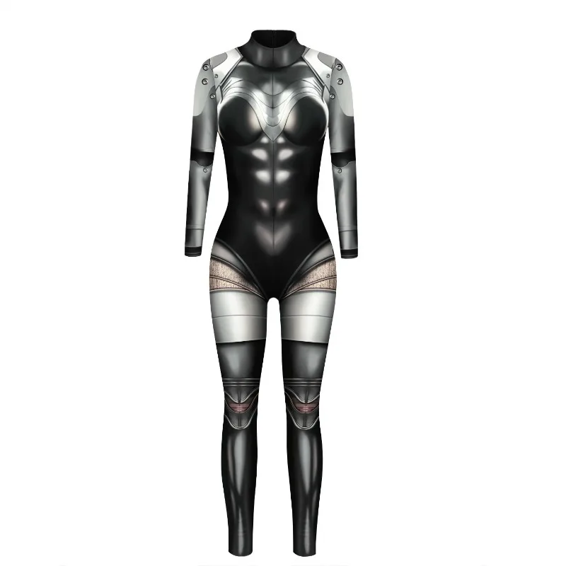 Hot Sale Women Cosplay Costume Armor Steampunk Printed Sexy Jumpsuits Halloween Zentai Carnival Bodysuits Adults Mujer