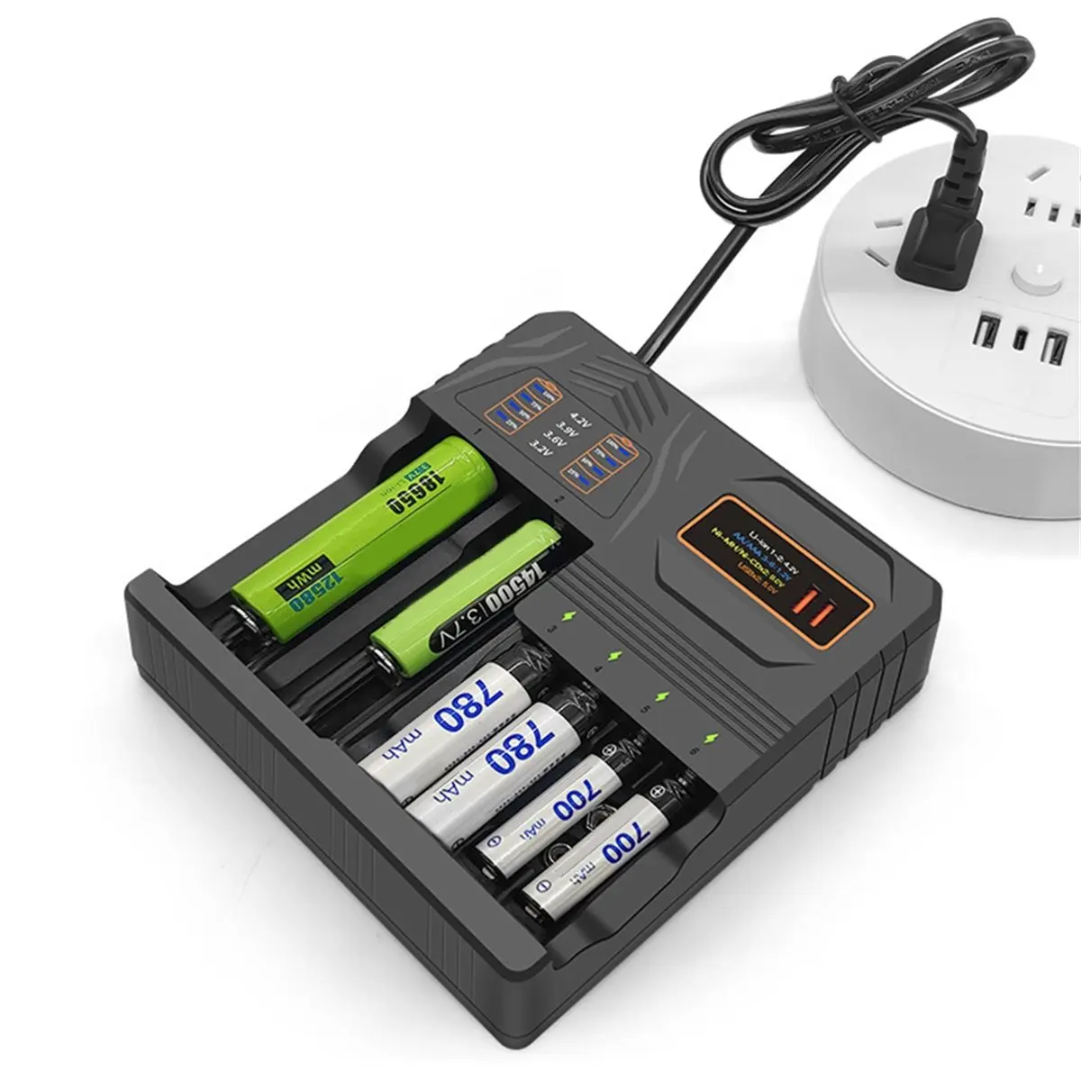 18650 Lithium Battery Charger 3.7V/4.2V 26650 Charger Automatic Shut-Off 21700 Multifunctional Smart