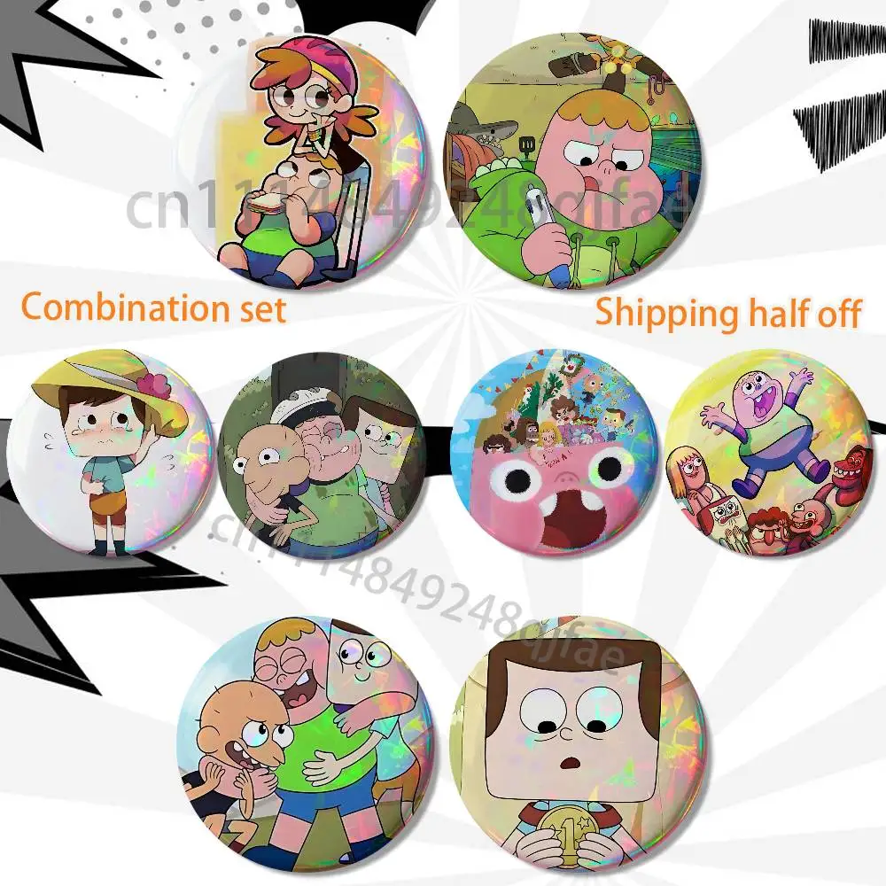 Sumo Clarence Jeff Randell 2 piece set Badges On Backpack Jacket Cartoon Round Brooches Acrylic Button Pins Collection Gifts