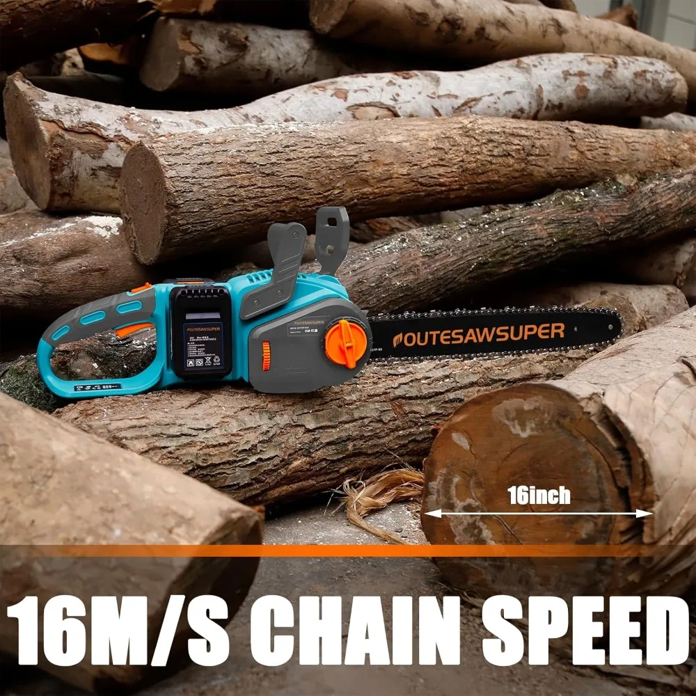 منشار كهربائي 16 بوصة لاسلكي، منشار كهربائي يعمل بالبطارية مع محرك بدون فرش، بطاريات وشاحن 2 * 20 فولت تيار مستمر 4 أمبير في الساعة #1