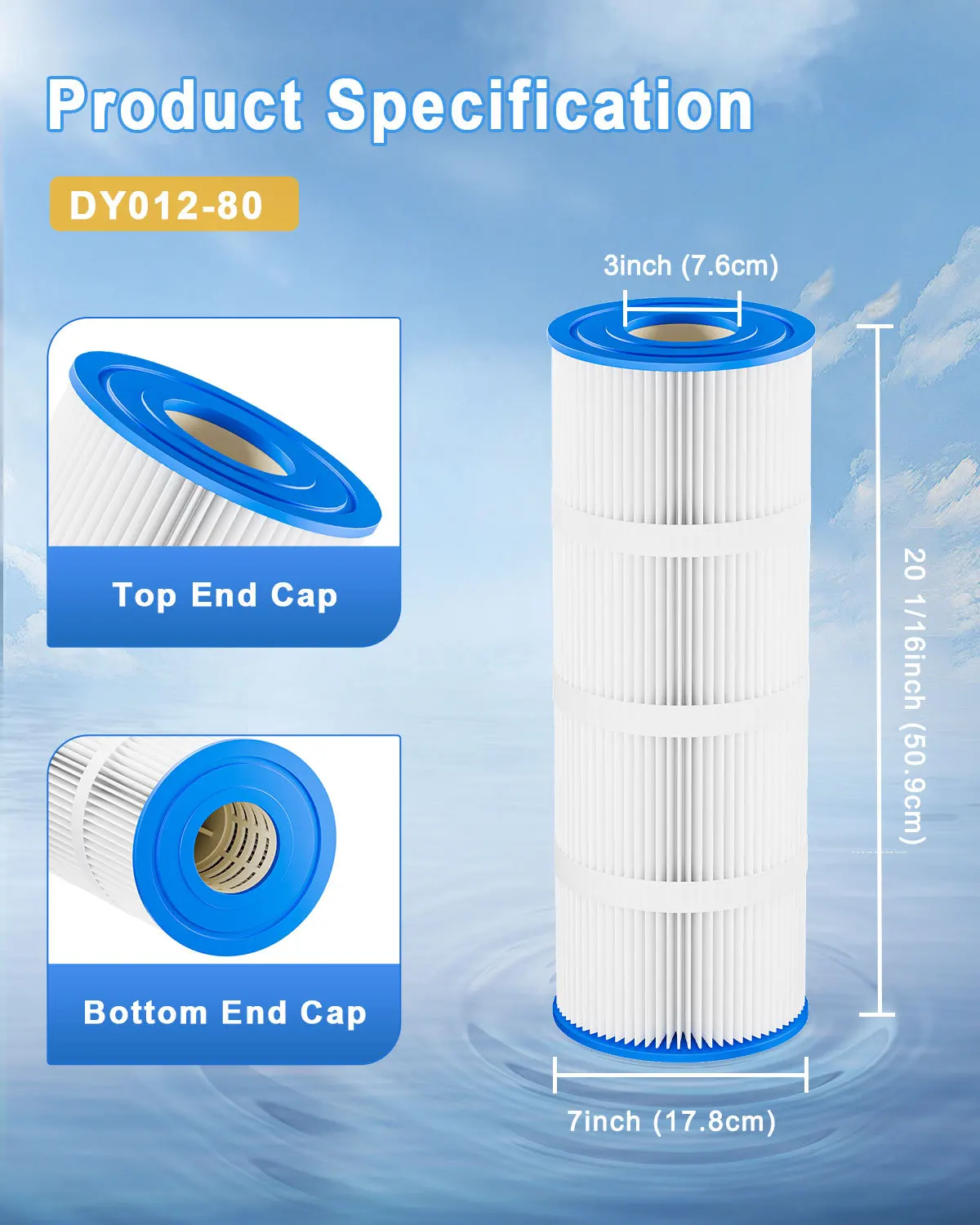 Pool Swimming Filter Cartridge 4 Pack 80 Sq.Ft Compatible with CCP320 PCC80 PCC80-PAK4 C-7470 FC-1976