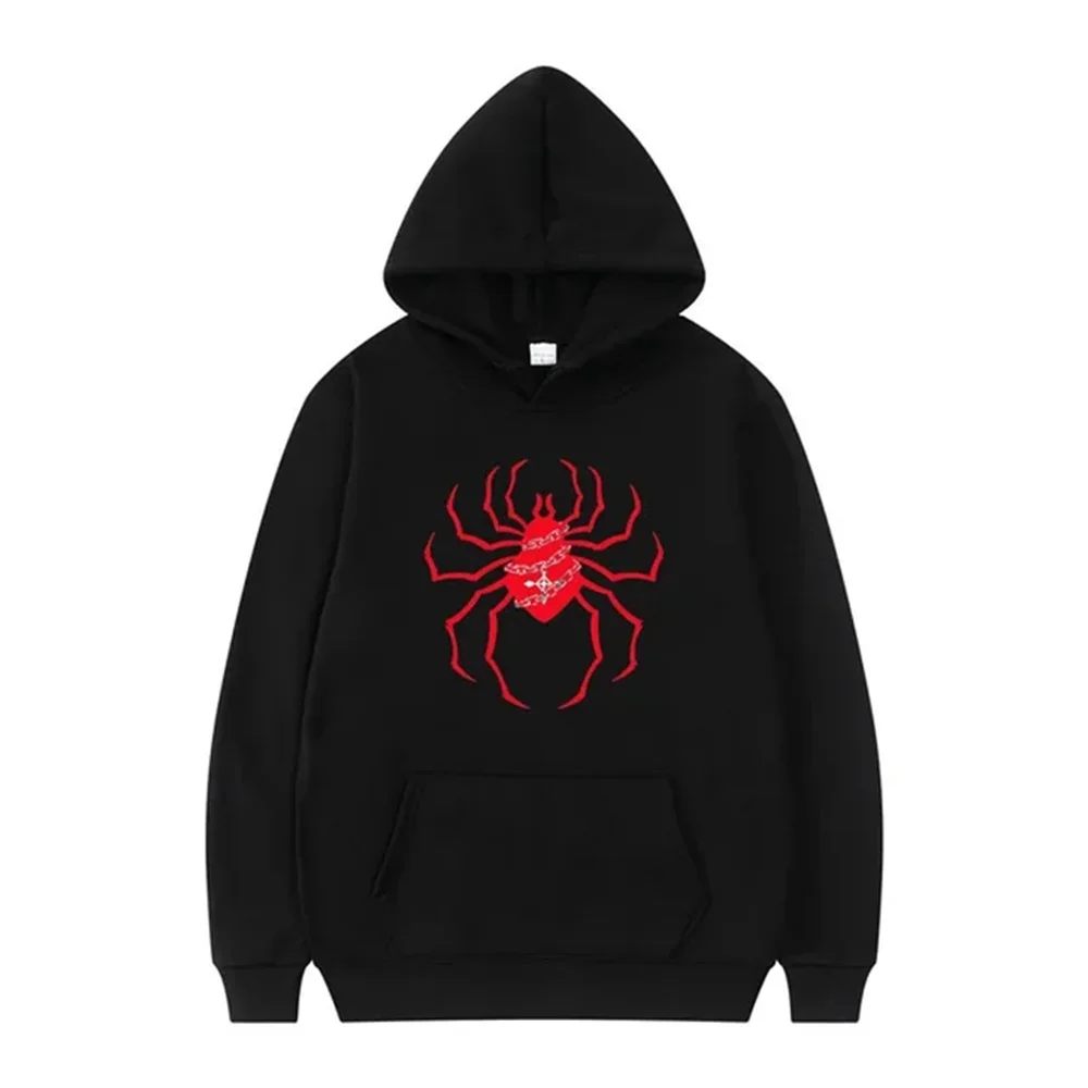 Moda hombre y mujer araña sombrero sudadera araña estampado sudadera casual moda streetwear otoño invierno 2024