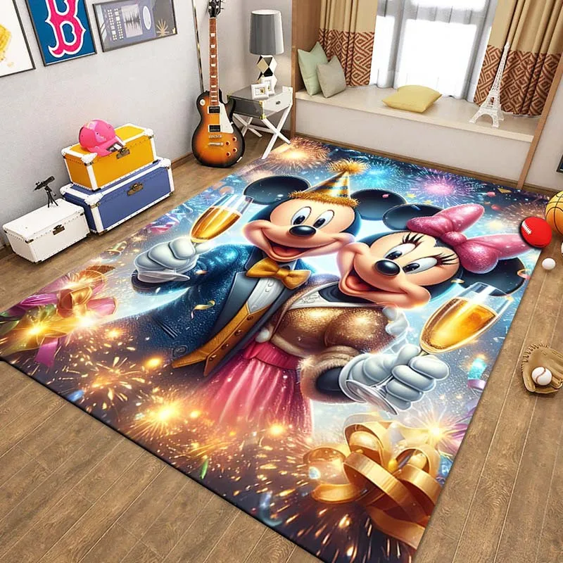 Disney Mickey Minnie 3D Printed Fashion Area Rug Carpet for Living Room Cartoon Children\'s Bedroom Sofa Floor Rug Christmas Gift