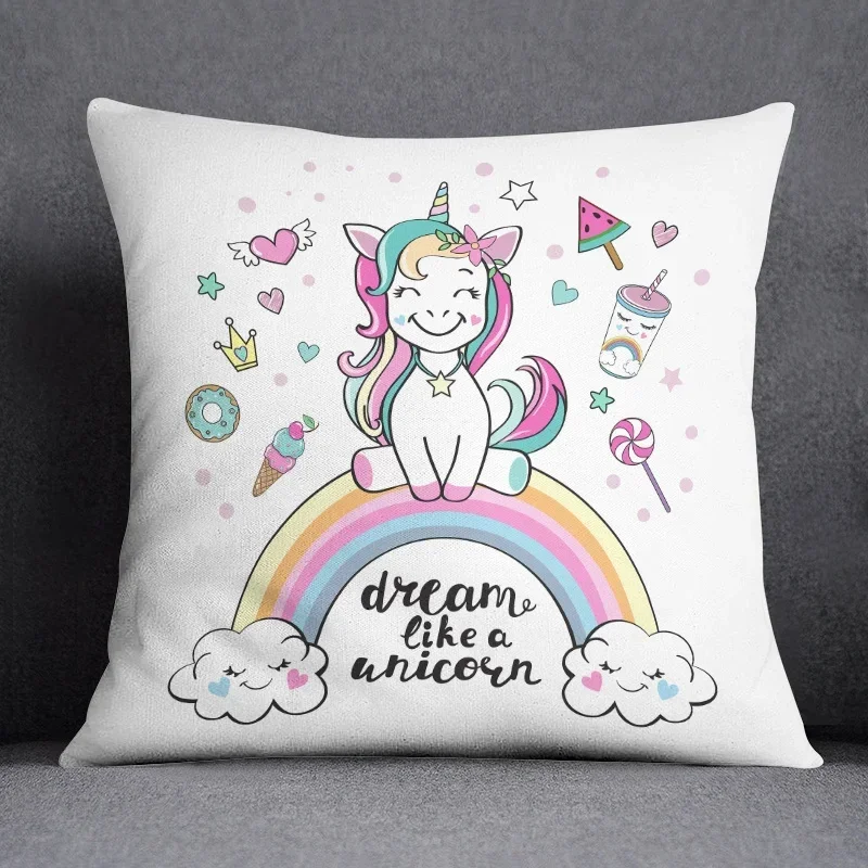 Cartoon Pink Unicorn Collection Pillow Gift Home Office Decor  Bedroom Sofa Car Cushion Cover case