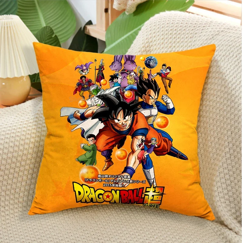 Dragon Ball Z Plush Pillowcase Goku Figure Cushion Cover Decoration Cartoon Vegeta Pillowslip Cover Car Bed Room Decor Kids Gift