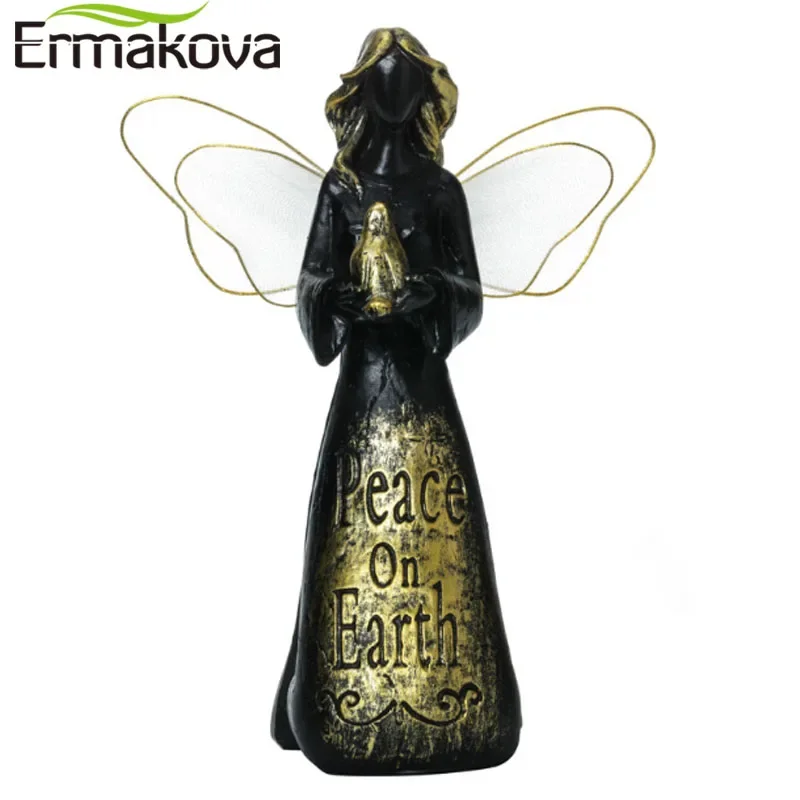 ERMAKOVA Peace Angel Guardian Figurine Statue Modern Simple Sculpture Ornament Hand Painted Figurine for Decoration Desktop Gift