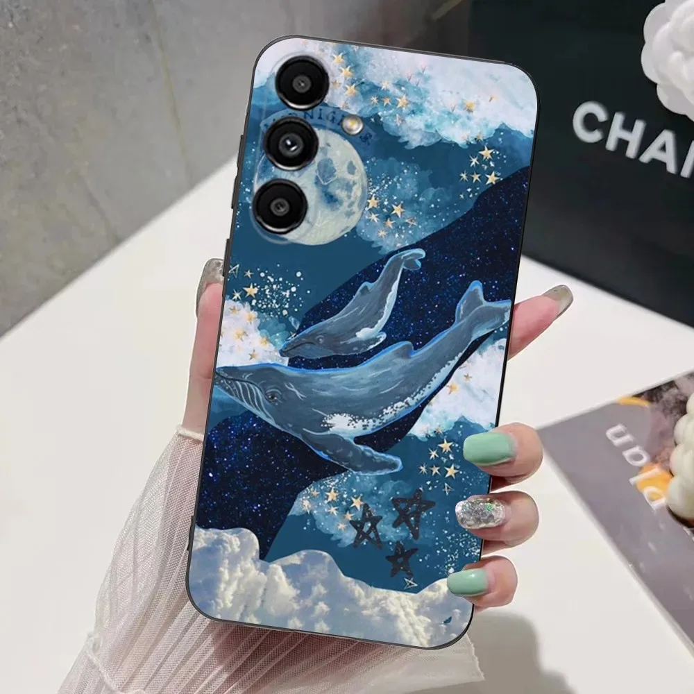 Tampa macia preta para Samsung, oceano do espaço, tubarão-baleia, S24,S21,S22,S23,S30, ultra, S20, mais, Fe,Lite, nota, 10,9,5G