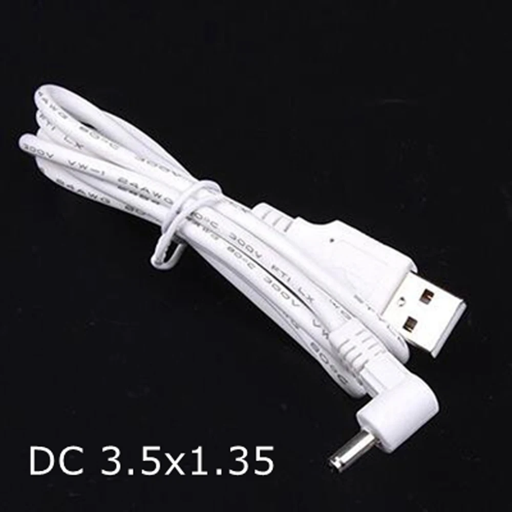 Witte USB a Male naar DC Voeding Plug Jack Verlengkabel Connector Verschillende maten inclusief 0,6 2,0 2,5 3,5 4,0 1,35 1,7 5,5