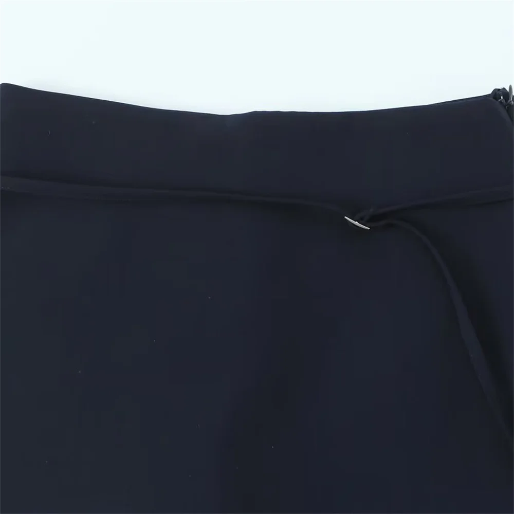 Jupes élégantes et simples pour femmes, couleur unie, fermeture éclair, ceinture, décoration, décontractées, polyvalentes, taille moyenne, nouveau produit