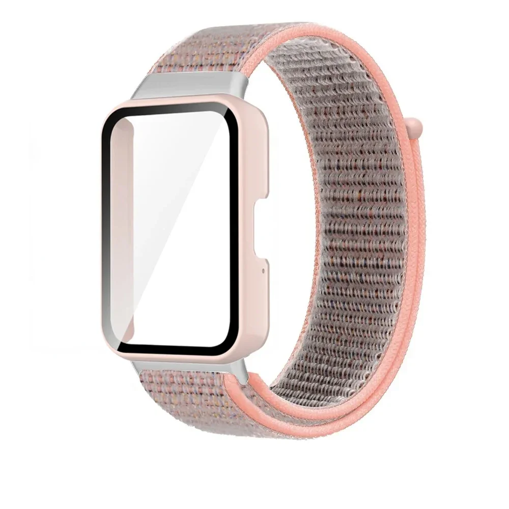 Nylon Strap with Tempered Case for Samsung Galaxy Fit 3 Comfortable Breathable Replacement Wristband for Samusng Galaxy Fit 3