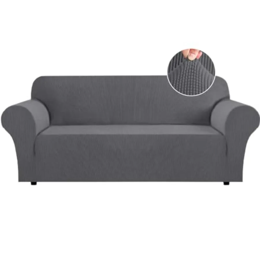 

High Stretch Slipcover Non Slip Couch Cover for 3 Cushion Couch Washable Pet Furniture Protector Covers with Elastic Bottom Thi