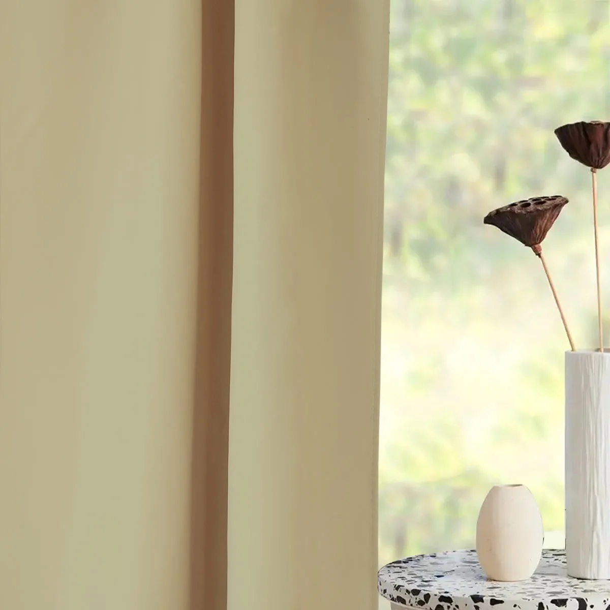 2PCS, Solid Color Simple Rod Pocket Light Filtering Curtains, Suitable For Living Room, Office Home , Bedroom Decoration