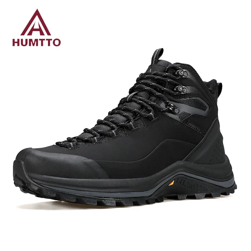 

HUMTTO Mens Boots Platform Leather Luxury Designer Outdoor Ankle Boots for Men Winter Rubber Black Work Safety Tactical Shoes