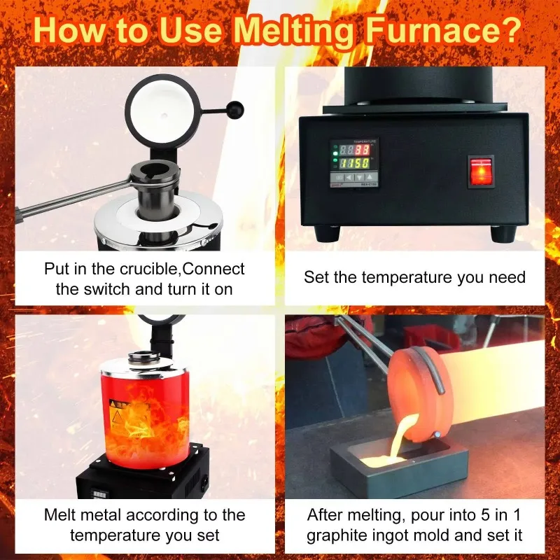 

Hot Sale Mini Portable Metal Gold And Silver Jewelry Melting Furnace With Crucible For Refining Copper Aluminum