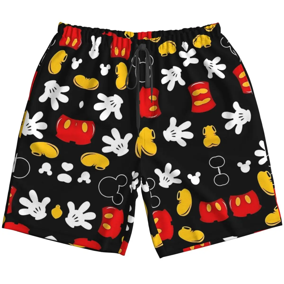 Mens Mickey And Minnie Cartoon Swim Trunks Quick Dry Board Shorts with Mesh Lining Hawaii Beach Shorts Swimwear Bathing Suits