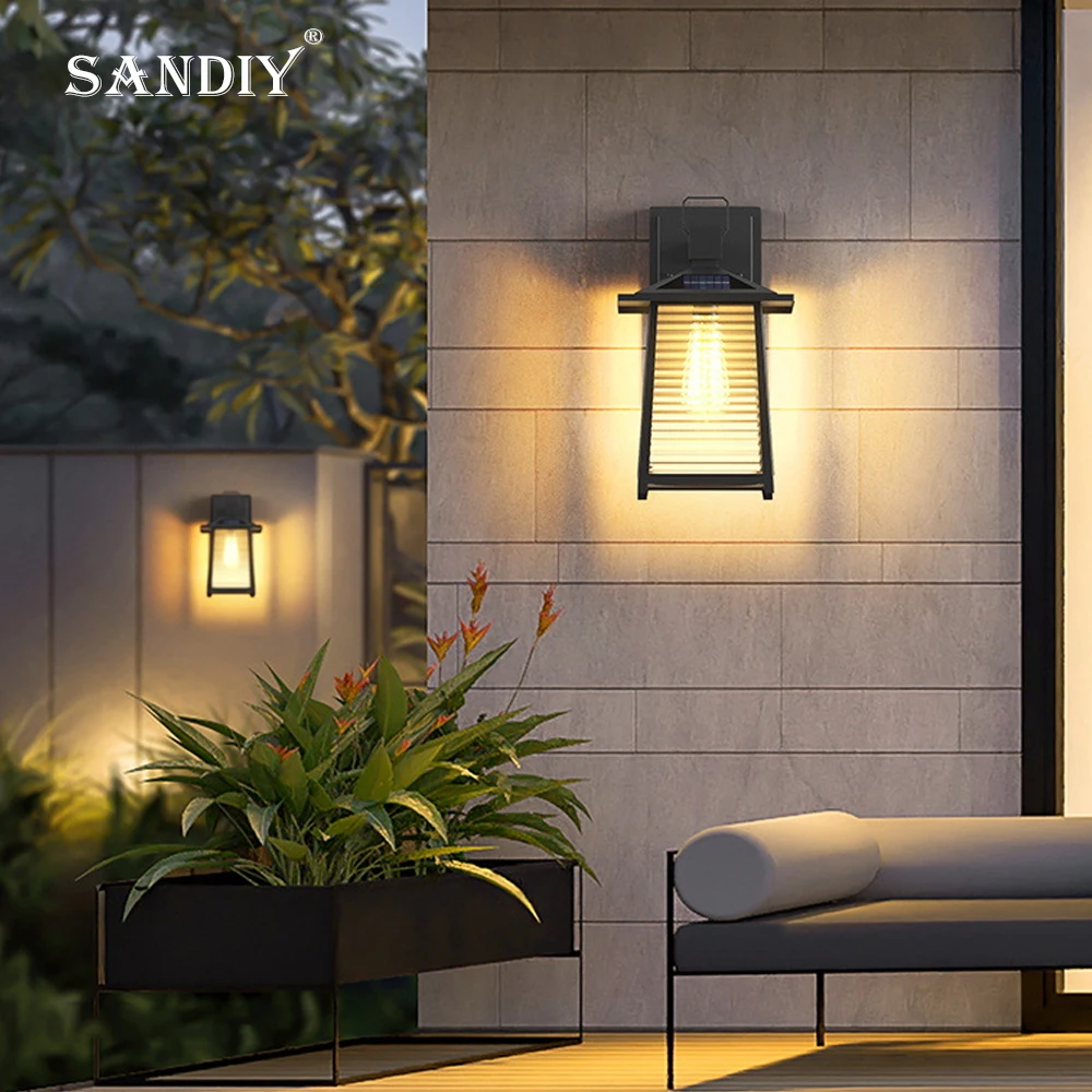 SANDIY Solar Wall Light Outdoor Waterproof Garden Patio Light Outdoor Villa Aisle Balcony Gate Outside Wall Light