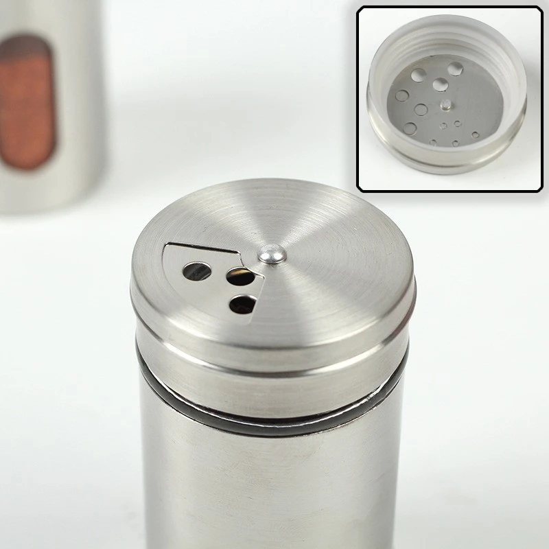 Seasoning Bottle Stainless Steel Rotating Spice Storage Box Condiment Jar BBQ Cooking Herbs Pepper Toothpick Holder Salt Shaker