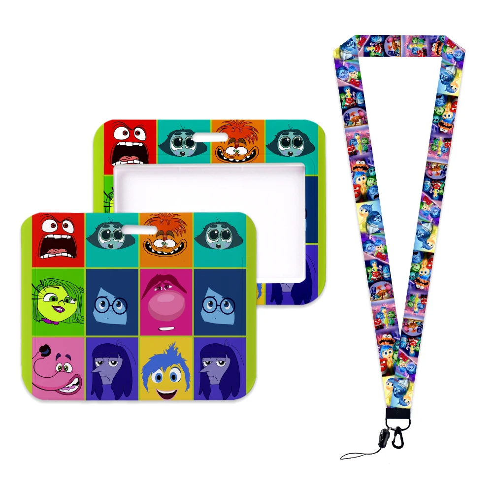 Nuovo arrivo Inside Out Card Set Cartoon ID Card Protection Case Work Bus porta carte orizzontale portachiavi in plastica regali