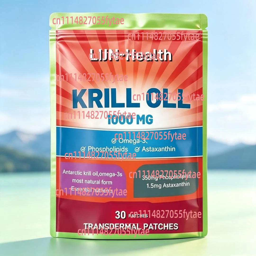 30 Patches Krill Oil Transdermal Patches With Omega 3,EPA, DHA, Phospholipids and Astaxanthin for Brain Joint & Heart