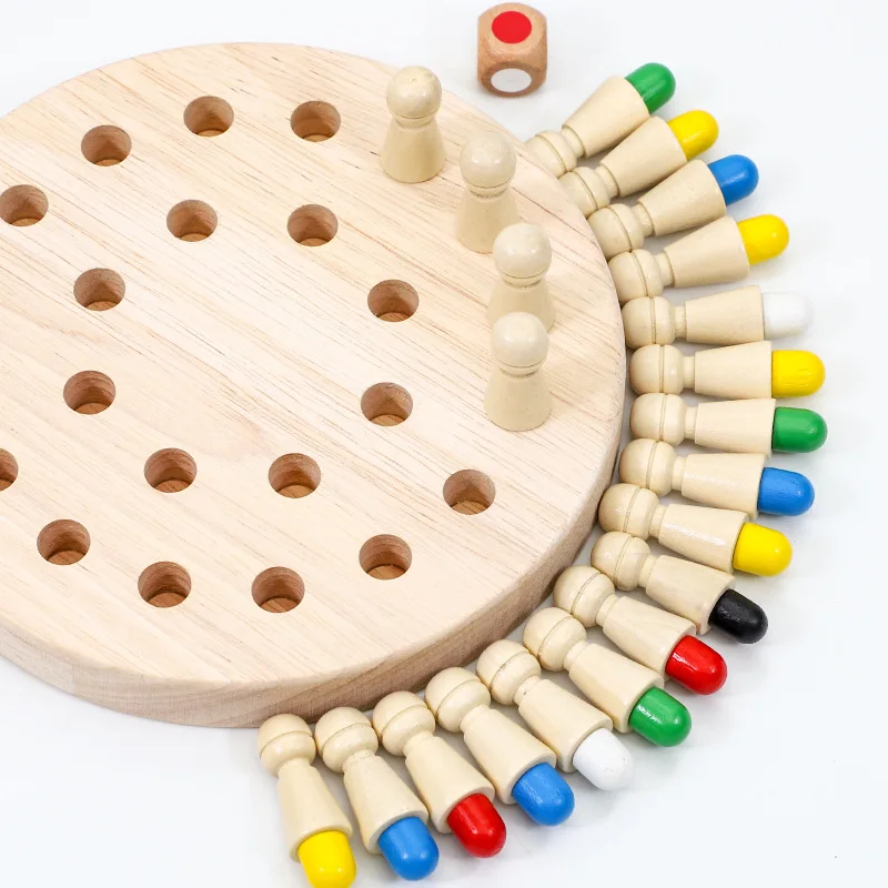 Wooden Memory Chess Match Stick Chess Color Puzzles Game Board Game Montessori Educational Toy Learning Toys For Kids Children