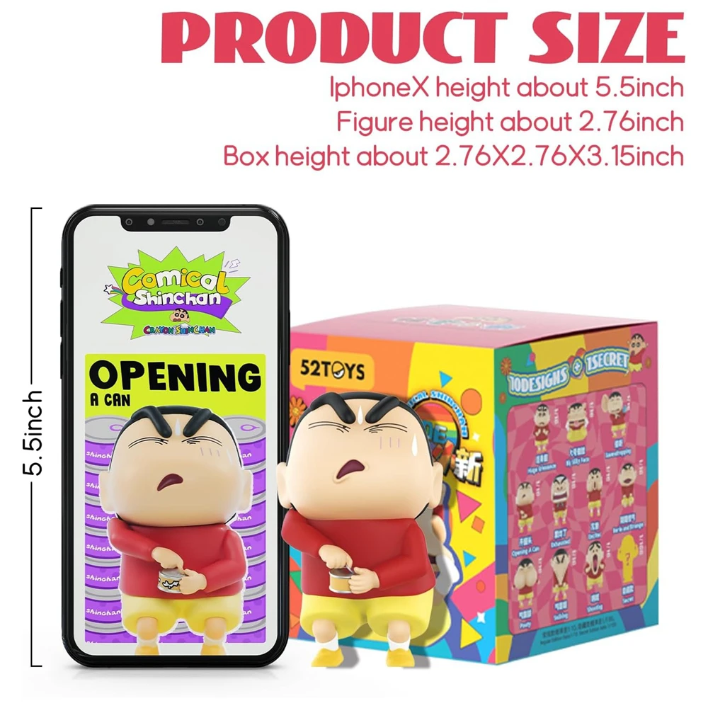 52 SPEELGOED Crayon Shinchan Komische Shinchan Blind Box 1PC Action Figure Collectible Toy Kawaii Creatieve Gift Room Decor Desktop