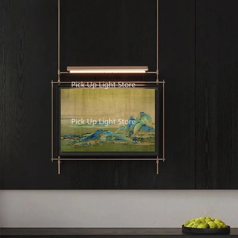 Pintura decorativa de entrada retrô chinesa, pintura de lâmpada de parede de alta qualidade, pintura suspensa de corredor, voltada na parede