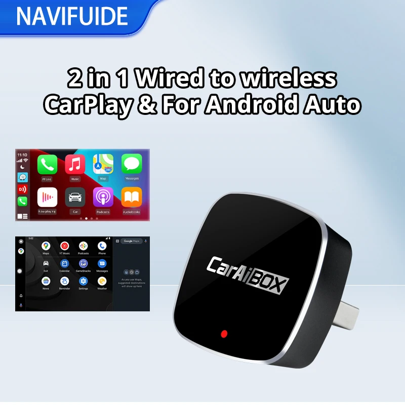 

NAVIGUIDE 2in1 Wireless CarPlay Wireless Android Auto Adapter AI Smart Box Car Intelligent Systems For Car With Wired CarPlay
