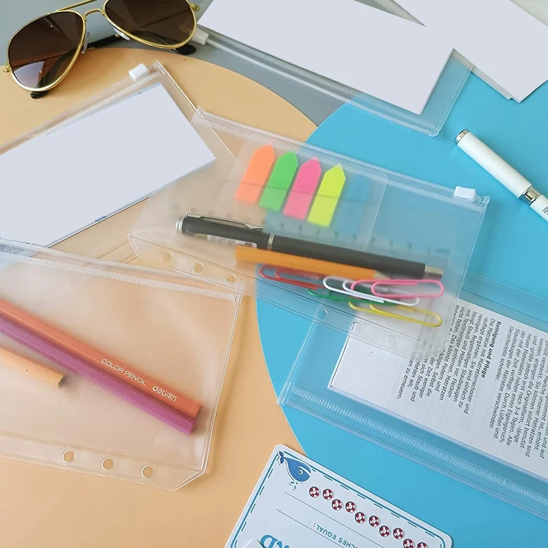 غطاء الموثق الميزانية مع قوس قزح ملون ، المغلفات النقدية ، 6 حفرة ، واضحة ، أكياس ورقة فضفاضة ، A6 ، 12 قطعة