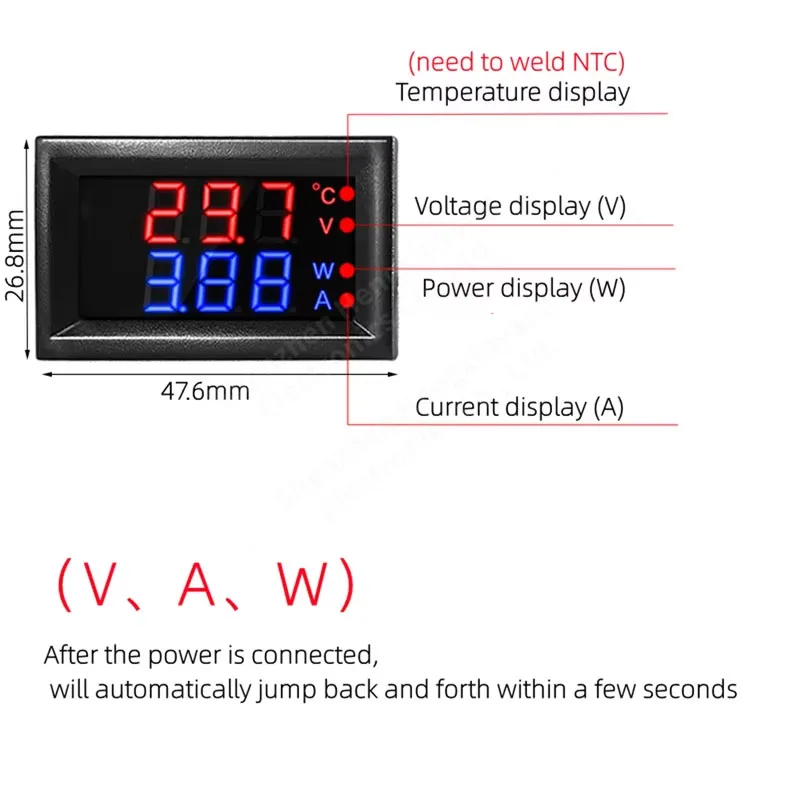 High Quality NEW DC 100V 10A Voltmeter Ammeter Blue + Red LED Amp Dual Digital Volt Meter Gauge