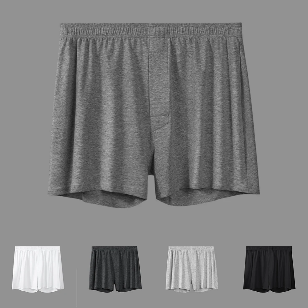 

Fashion Men Loose Sleeping Shorts Panties Solid Color Cotton Boxers Shorts Home Shorts Fitness Boxer Underwear