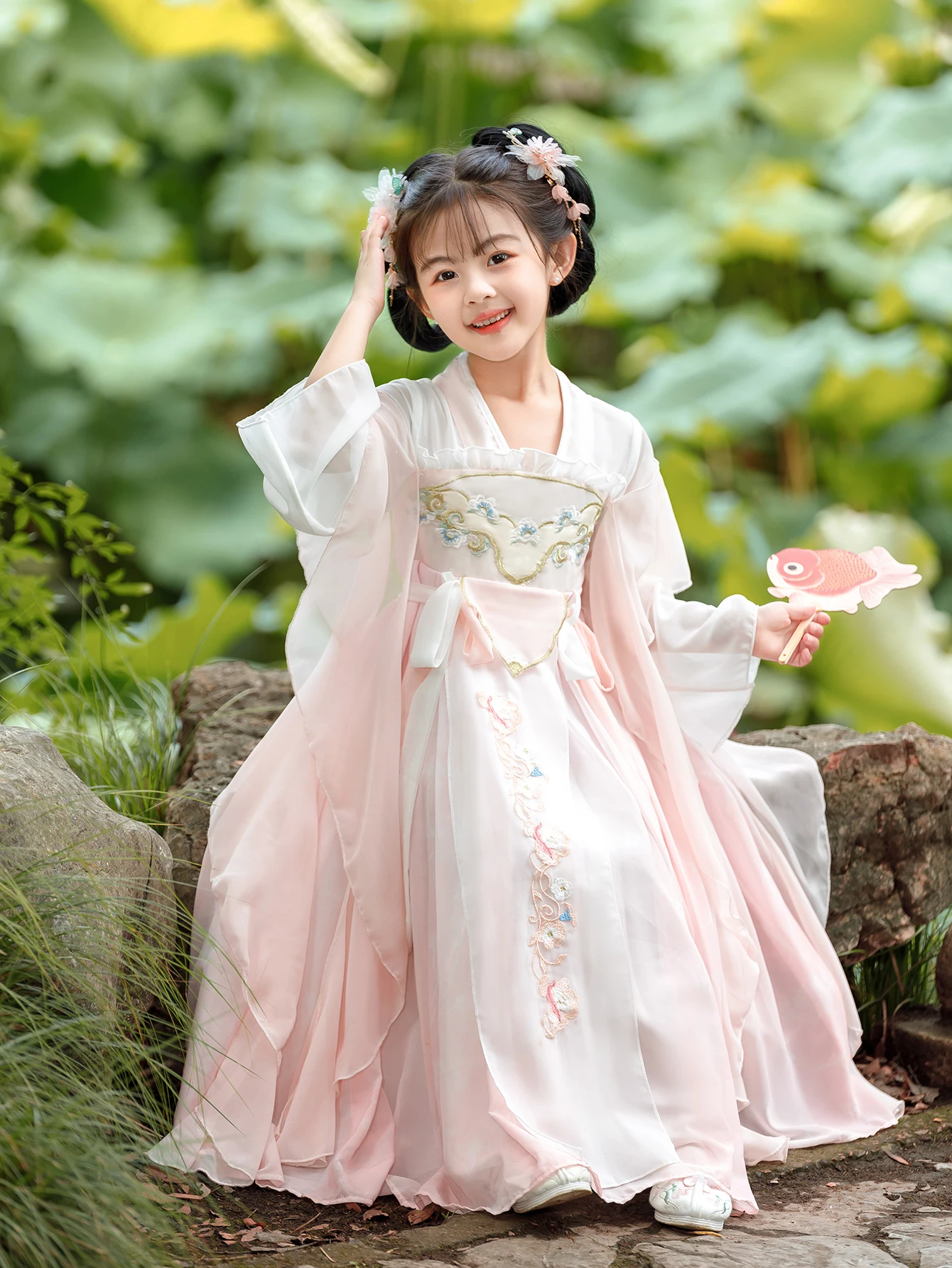 Hot Sale Elegant Long Sleeve Girls Ancient Chinese Traditional Hanfu Dress Stage Performance Tang Suit