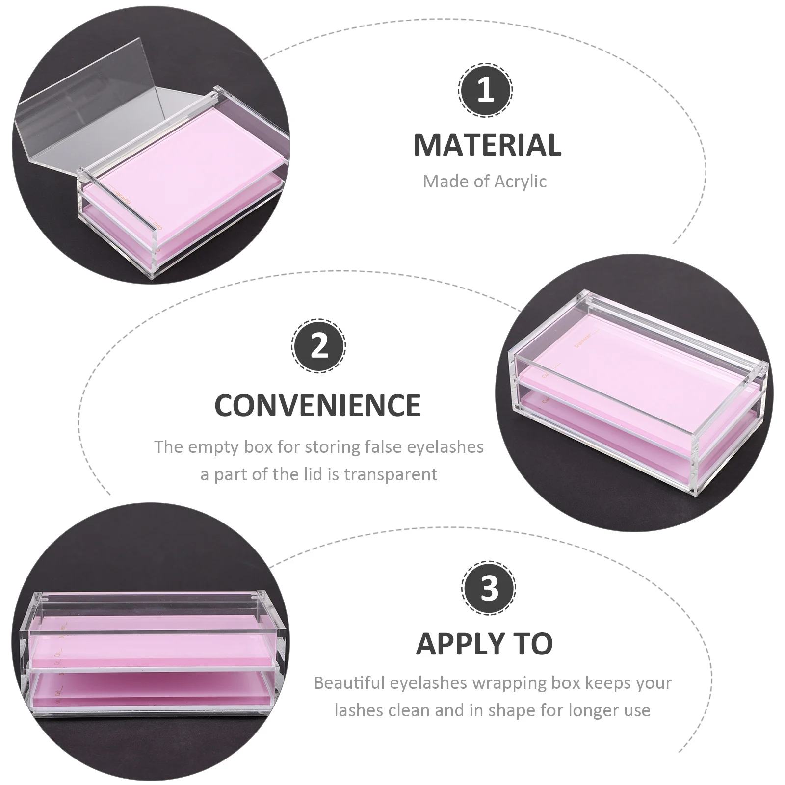 

Lash Packaging Box Transparent Lid Part Easy Access Clean Storage Long Lasting Eyelash Protection Eyelash Cases