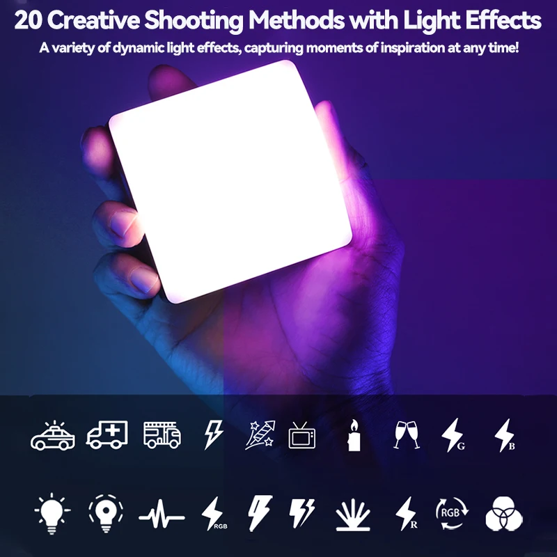 RGB كامل اللون الفيديو الضوئي 1800-9000K ملء الضوء للكاميرا الهاتف الذكي التصوير الفوتوغرافي فيديو البث المباشر Tiktok YT Light CRI 95 +
