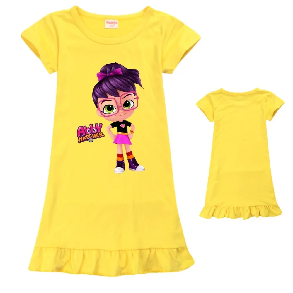 New Kids Girls Nightgowns Abby Hatcher Nightdress Summer Baby Clothes Sleepwear Big Girl Night Dress Sleepshirt Children Pajamas