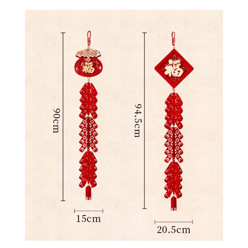 จี้ประดับรูปดอกไม้ไฟเทศกาลฤดูใบไม้ผลิปีม้า ปี 2026 จี้มงคลต้อนรับตรุษจีน ของตกแต่งบ้าน ร้านค้า ของขวัญ