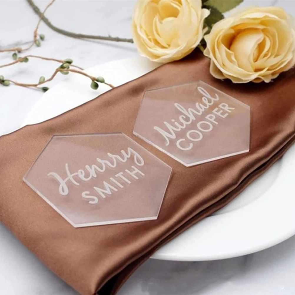 

10pcs Acrylic Reserved Table Signs Hexagon Shaped Wedding Seating Chart Decorative Table Accessories Banquet Party Supplies