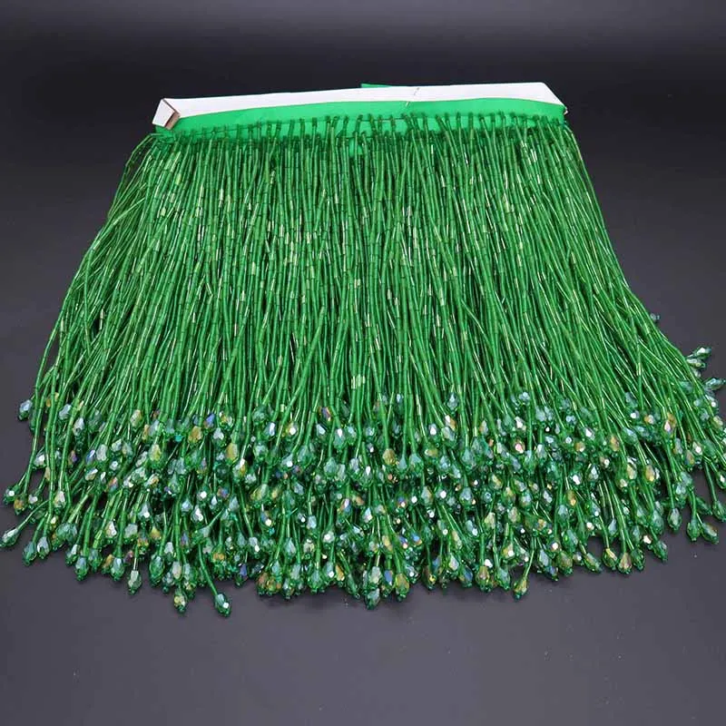 6in Wide Glass Beads Trim Tassels Fringe Trim Heavy Beads DIY Decoration Stage Performance Dance Wedding Dress Tassellace Chain