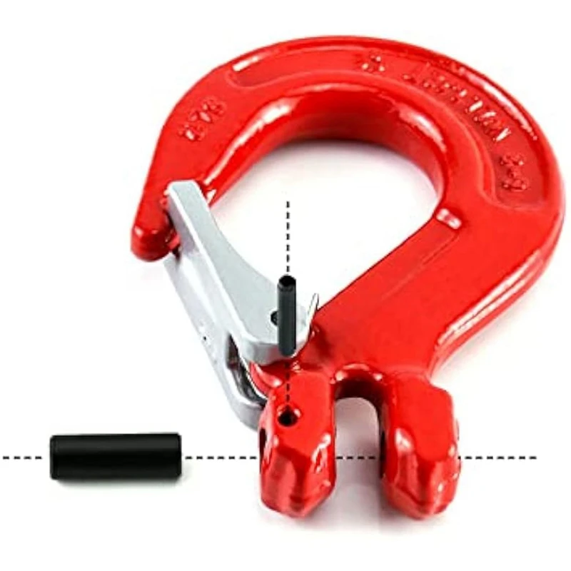 Hak Clevis z zatrzaskiem, 4 Pack, 5/16 Cal, Limit obciążenia 2470 funtów, stal stopowa klasy 80, trwała, łatwa w użyciu
